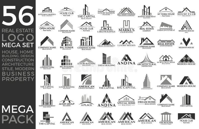Megareeks en Grote Groep, Real Estate, de Bouw en Bouw Logo Vector Design stock illustratie Megareeks en Grote Groep, Real Estate, de Bouw en Bouw Logo Vector Design stock illustratie