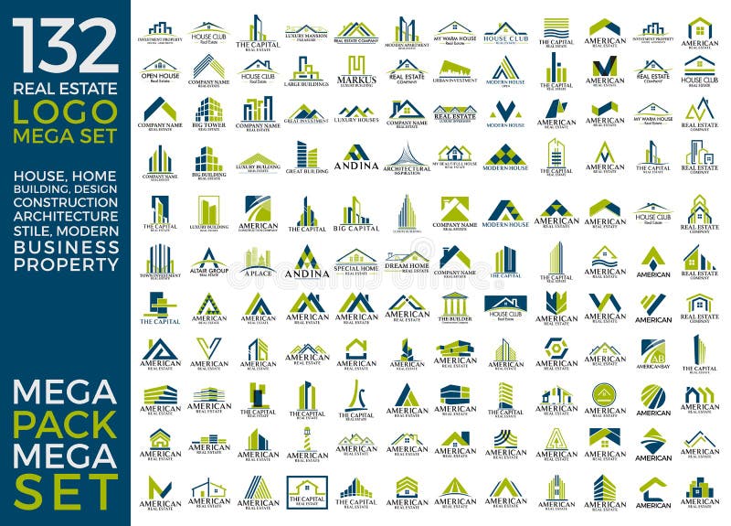 Megareeks en Grote Groep, Real Estate, de Bouw en Bouw Logo Vector Design stock illustratie Megareeks en Grote Groep, Real Estate, de Bouw en Bouw Logo Vector Design stock illustratie