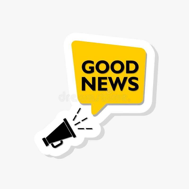 Megáfono con la etiqueta engomada del icono de las buenas noticias