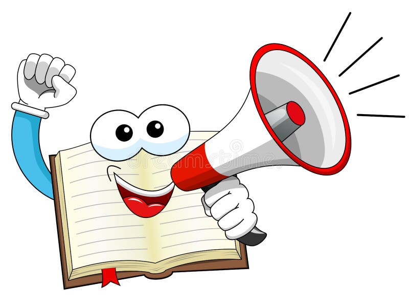 Megáfono de discurso del libro abierto de la mascota aislado libre illustration Megáfono de discurso del libro abierto de la mascota aislado libre illustration