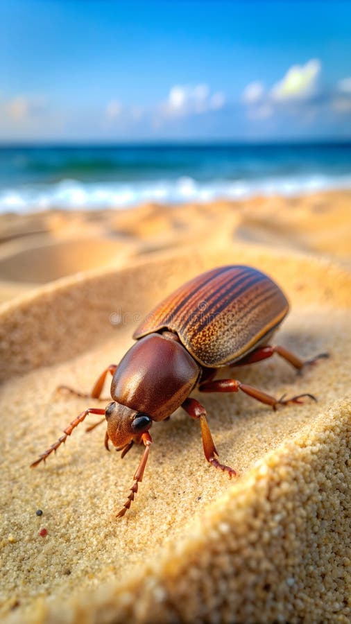 Mehlkäfer sieht Strand aus. ai generierte Foto 4k Portrait Front View 8k. Hintergrund