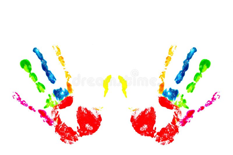 Multicolored hand print ,Isolate,background. Multicolored hand print ,Isolate,background