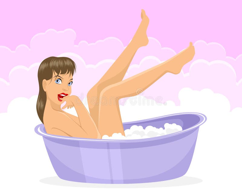 Vector illustration of a girl taking a bath. Vector illustration of a girl taking a bath