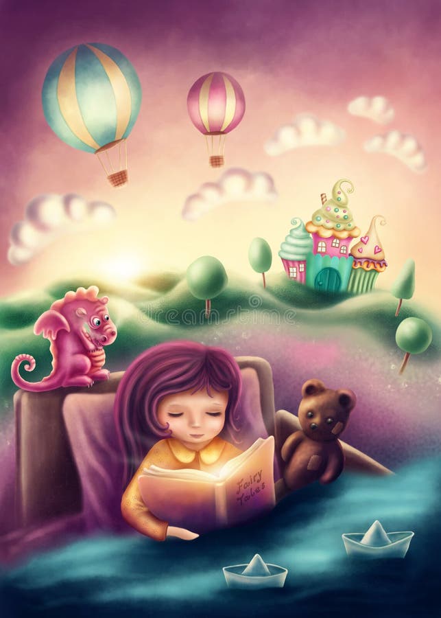 Meisje dat een boek leest stock illustratie Meisje dat een boek leest stock illustratie