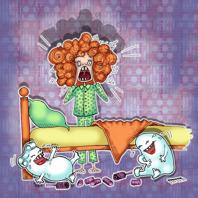 Meisje die in haar pyjama's gillen vector illustratie Meisje die in haar pyjama's gillen vector illustratie