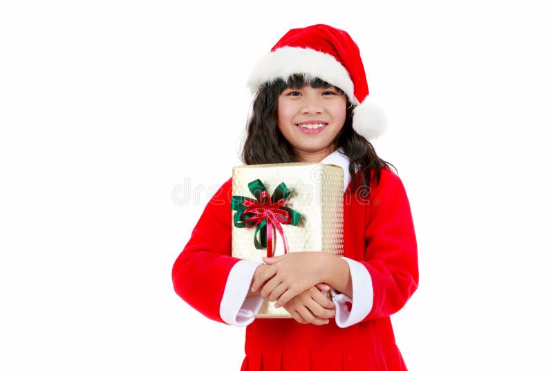 meisje in een Kerstmankostuum, Kerstmisconcept stock fotografie meisje in een Kerstmankostuum, Kerstmisconcept stock fotografie