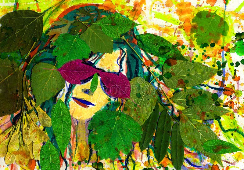 Meisje en aard en mensen en elegantie stock illustratie Meisje en aard en mensen en elegantie stock illustratie