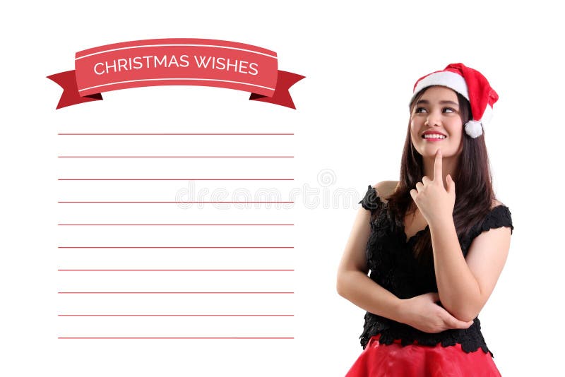 Meisje en haar persoonlijke Kerstmiswensen stock foto Meisje en haar persoonlijke Kerstmiswensen stock foto