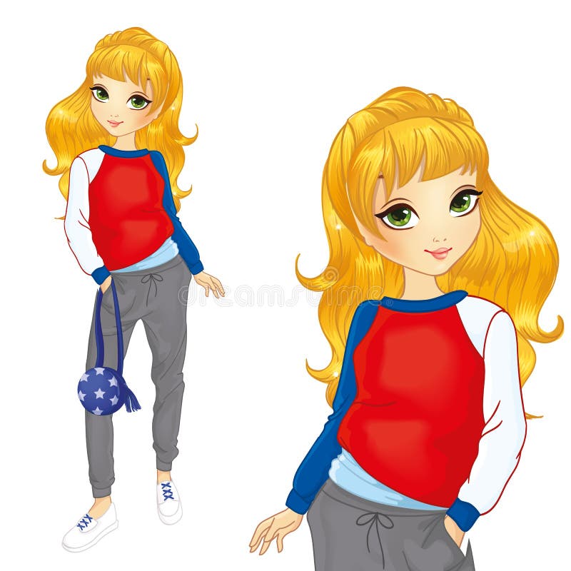 Meisje in een grijze sportbroek stock illustratie