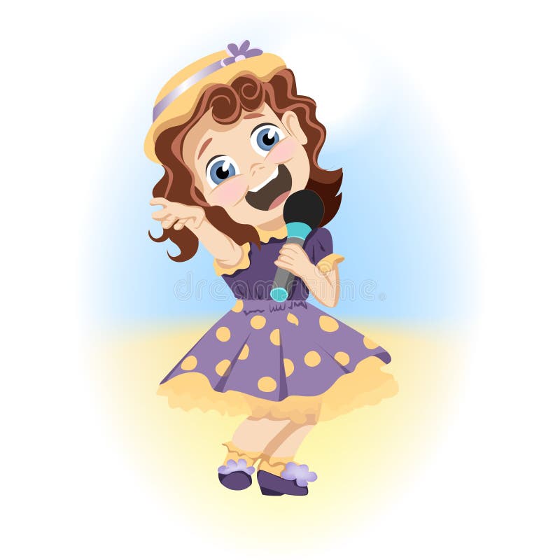 Meisje het zingen in het dansen van microfoonna stock illustratie Meisje het zingen in het dansen van microfoonna stock illustratie