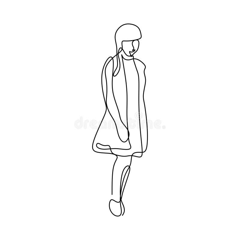 Meisje leuke ononderbroken lijntekening vector illustratie Meisje leuke ononderbroken lijntekening vector illustratie