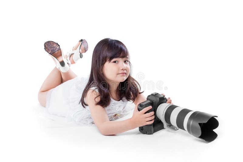Meisje met camera stock foto Meisje met camera stock foto