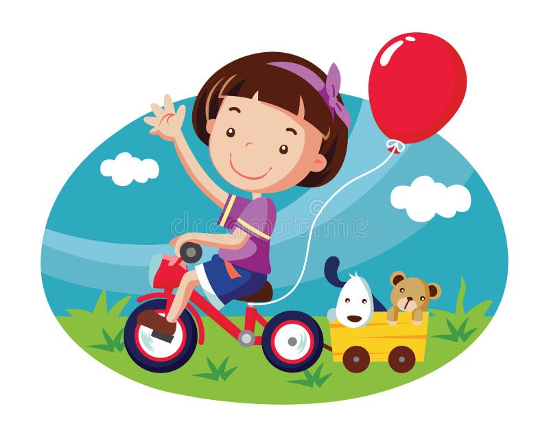 Meisje op fiets stock illustratie Meisje op fiets stock illustratie