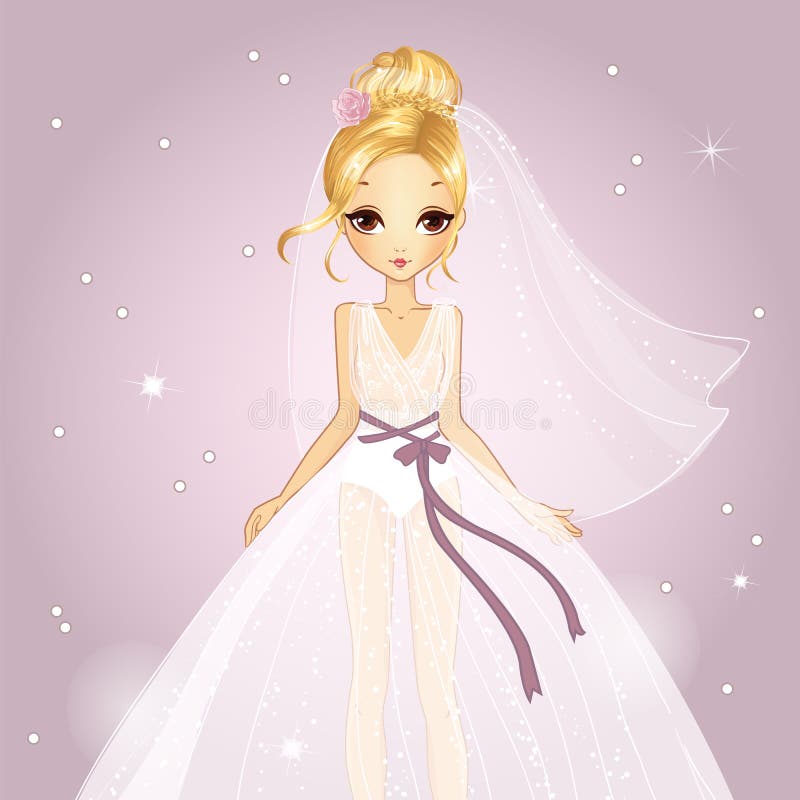 Meisje in Prinses Wedding Dress stock illustratie