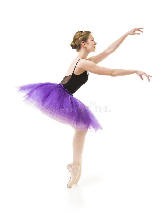 Meisje in purpere tutu en het zwarte ballet van de maillotdans royalty-vrije stock afbeeldingen Meisje in purpere tutu en het zwarte ballet van de maillotdans royalty-vrije stock afbeeldingen