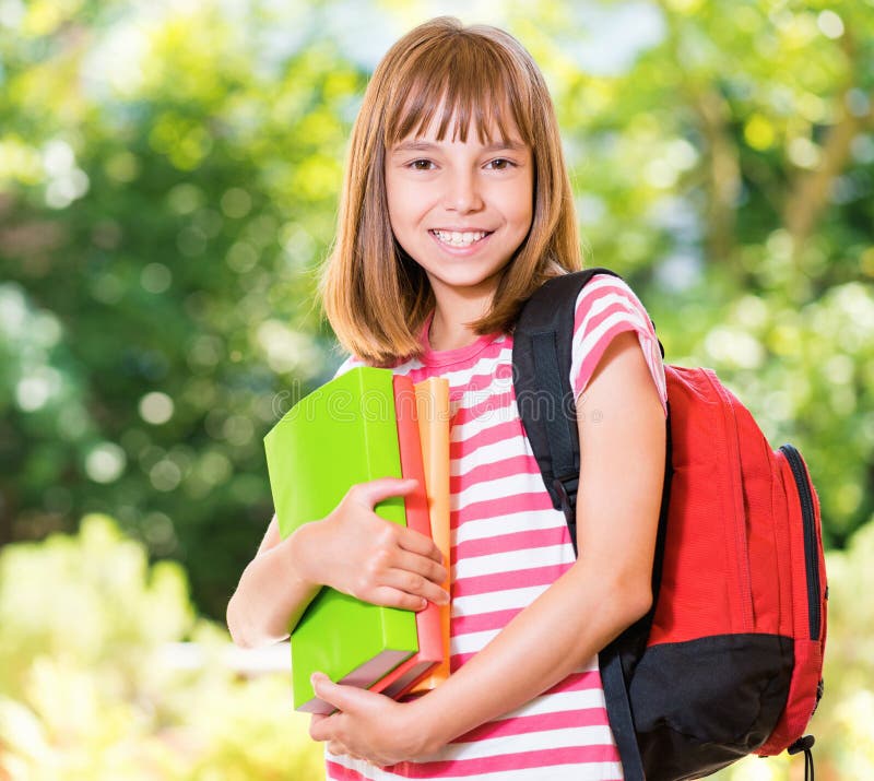 Meisje terug naar school stock afbeelding Meisje terug naar school stock afbeelding