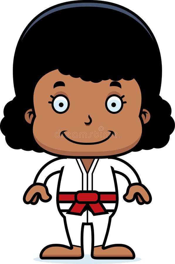 A cartoon karate girl smiling. A cartoon karate girl smiling.