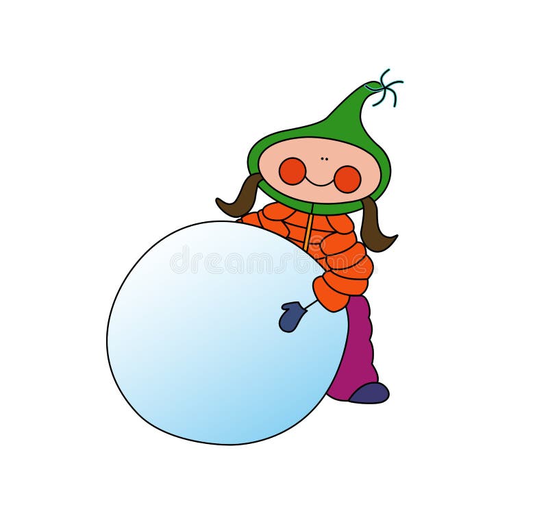Meisjes rollende sneeuwbal royalty-vrije illustratie Meisjes rollende sneeuwbal royalty-vrije illustratie