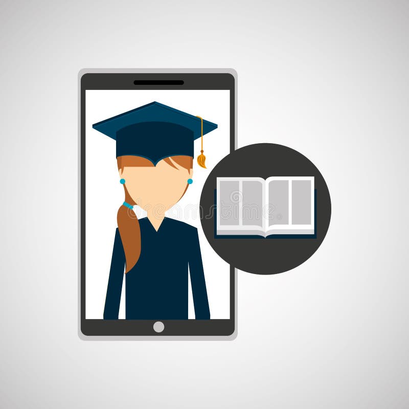 Meisjesapp onderwijs online e-leert stock illustratie Meisjesapp onderwijs online e-leert stock illustratie