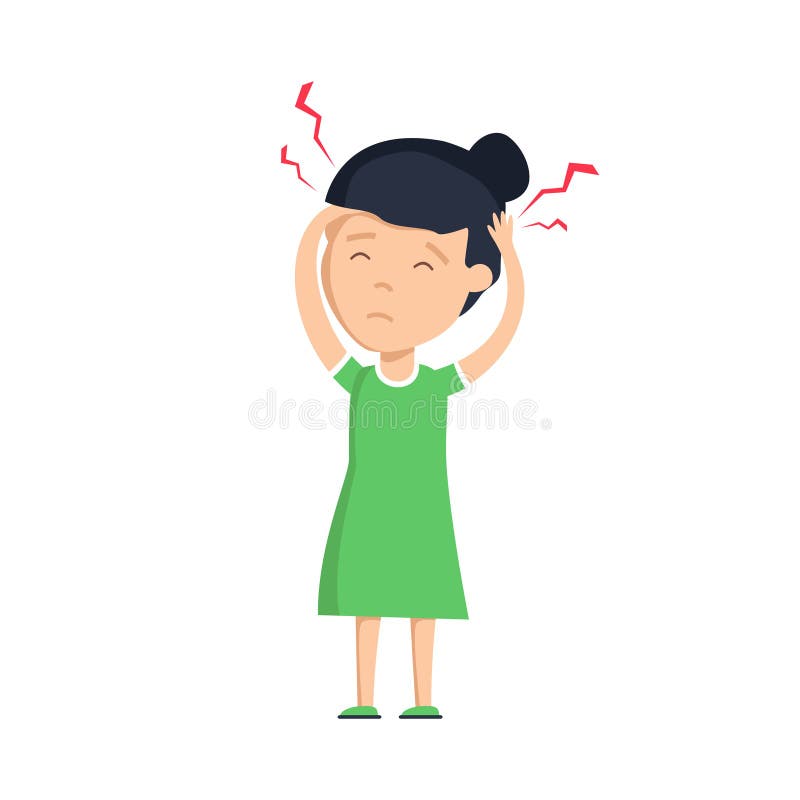 Meisjeshoofdpijn Het ongelukkige gefrustreerde meisje die pijnlijk hebben kijkt, grimassen trekkend, lijdend aan migraine of hoof stock illustratie Meisjeshoofdpijn Het ongelukkige gefrustreerde meisje die pijnlijk hebben kijkt, grimassen trekkend, lijdend aan migraine of hoof stock illustratie