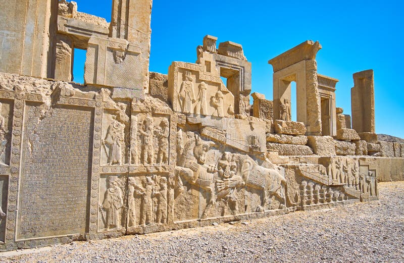 Meisterwerkentlastungen von Tachara, Persepolis, der Iran stockfotografie Meisterwerkentlastungen von Tachara, Persepolis, der Iran stockfotografie