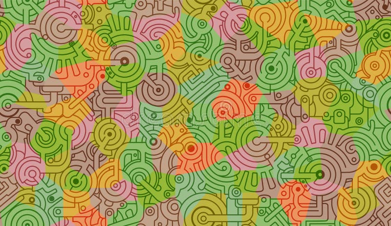 Mekanisk s? ml? s vektorbakgrundsmodell Gula, gröna beigea färger royaltyfri illustrationer