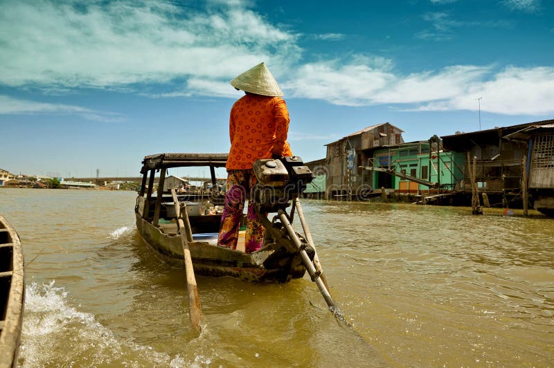 Mekong delta som svävar marknaden, Vietnam royaltyfri bild Mekong delta som svävar marknaden, Vietnam royaltyfri bild