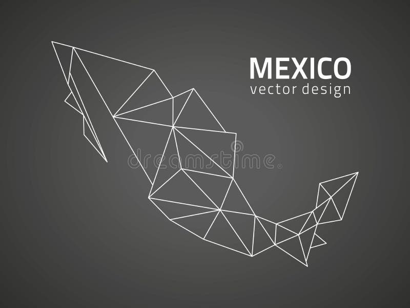 Meksyk wektorowego czarnego trójboka mozaiki konturu perspektywiczna mapa royalty ilustracja Meksyk wektorowego czarnego trójboka mozaiki konturu perspektywiczna mapa royalty ilustracja