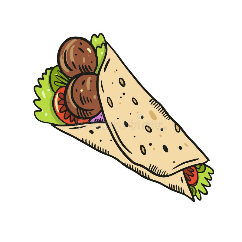 Meksyka?ska karmowa fajita lub burrito wektoru ilustracja royalty ilustracja Meksyka?ska karmowa fajita lub burrito wektoru ilustracja royalty ilustracja