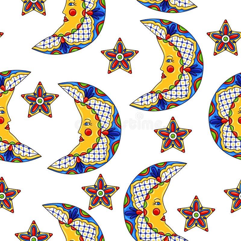 Meksykanina wzór z księżyc i gwiazdami royalty ilustracja Meksykanina wzór z księżyc i gwiazdami royalty ilustracja