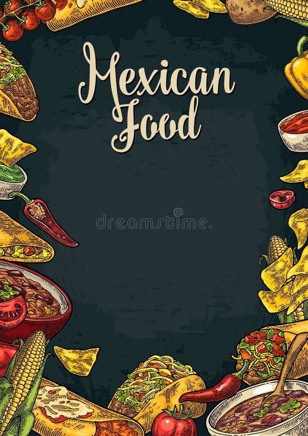 Meksykański tradycyjny karmowy restauracyjny menu szablon z składnikiem royalty ilustracja Meksykański tradycyjny karmowy restauracyjny menu szablon z składnikiem royalty ilustracja