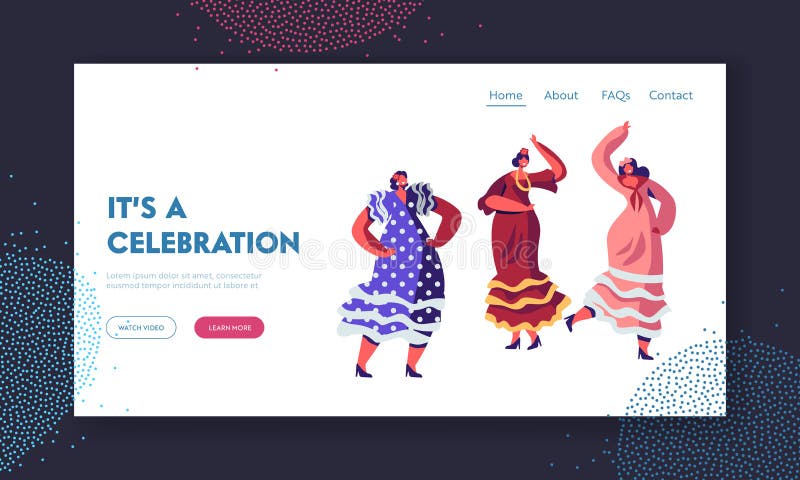 Meksykańskie kobiety Tanczy przy Cinco De Mayo festiwalem lub Hiszpania czarodziejką w Tradycyjnych Kolorowych sukniach Łaciński royalty ilustracja Meksykańskie kobiety Tanczy przy Cinco De Mayo festiwalem lub Hiszpania czarodziejką w Tradycyjnych Kolorowych sukniach Łaciński royalty ilustracja