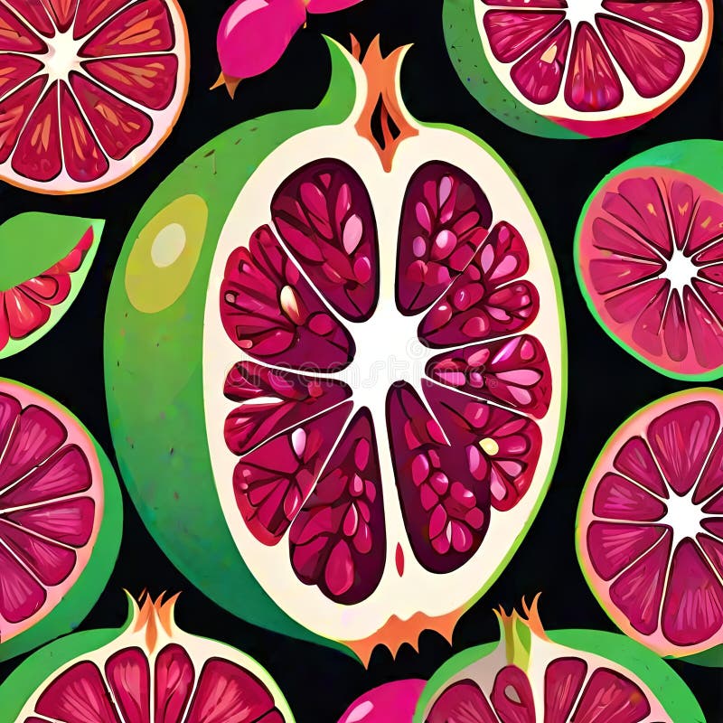 Melagrana semi di frutta magenta verde citrus royalty illustrazione gratis