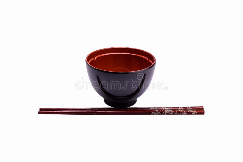 Melamine bowl and wooden chopstick isolated on white background. Melamine bowl and wooden chopstick isolated on white background