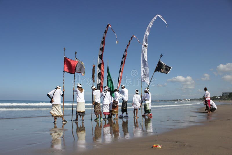 Melasti Ceremony at Seminyak Beach