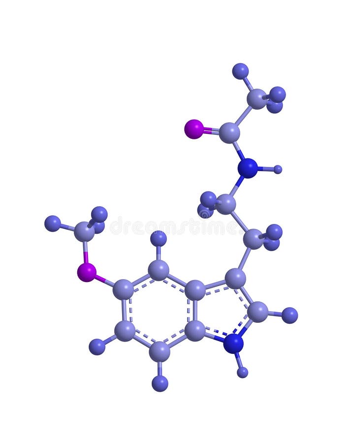 Alto solución esfera a sostener de melatonina molécula en pacífico colores.