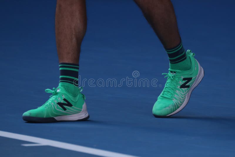 Professional Tennis Player Milos Raonic of Canada Wears Custom New Balance  Tennis Shoes during 2019 Australian Open Quarter-final Editorial Image -  Image of quarterfinal, celebrates: 170443700