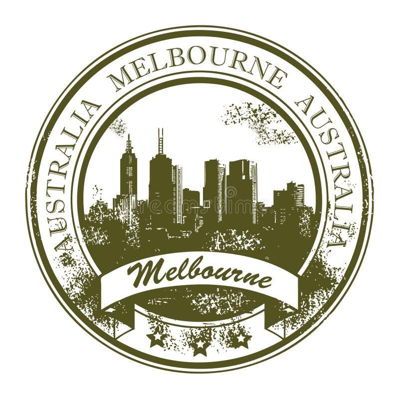 Melbourne, Australia stamp stock vector. Illustration of insignia
