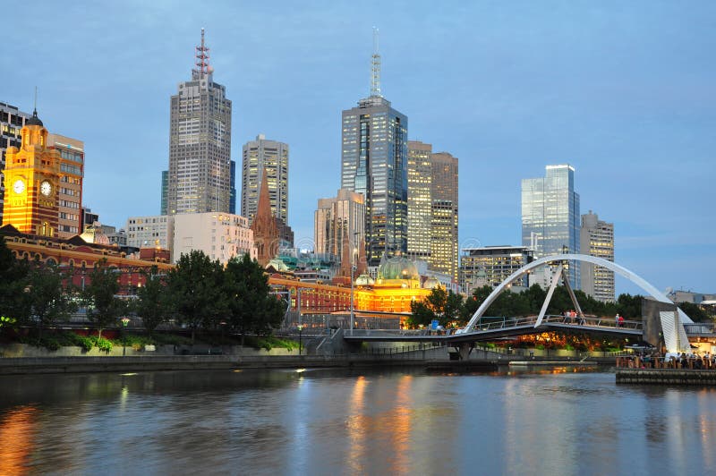 Melbourne at dusk royalty free stock photos