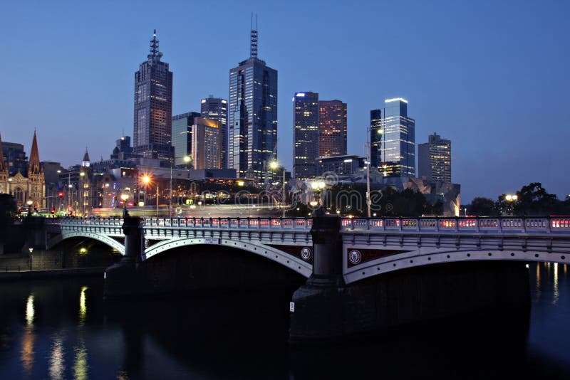 Melbourne by Night stock photos