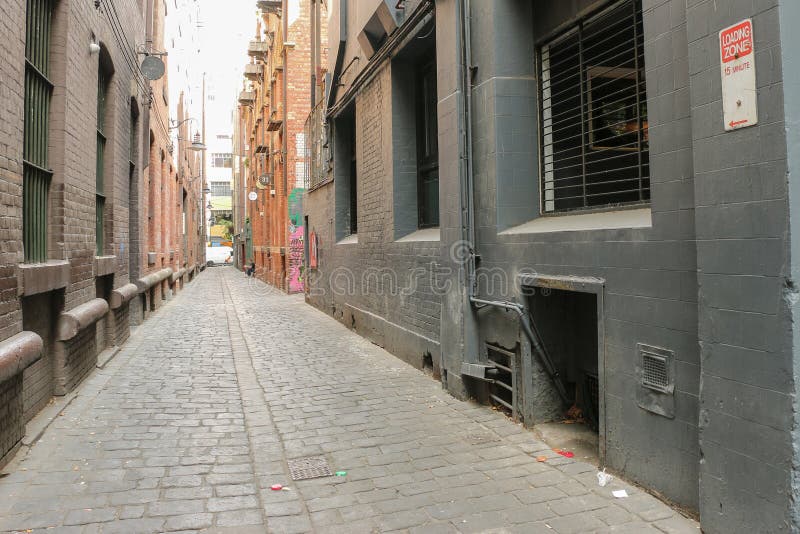 One of Melbournes many hidden cobble-stoned laneways. One of Melbournes many hidden cobble-stoned laneways