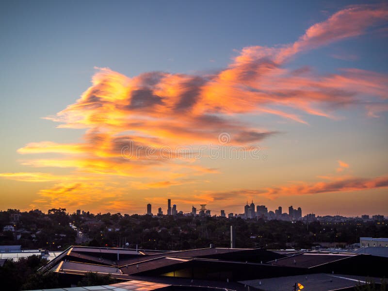 Sunset Melbourne City Skyline Stock Photo Image of melbourne