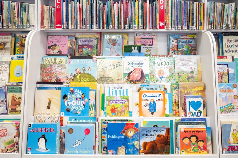 Melbourne, VIC/Australia-Jan 04th 2020:  a variety of children`s picture story books displayed on shelves in a public library