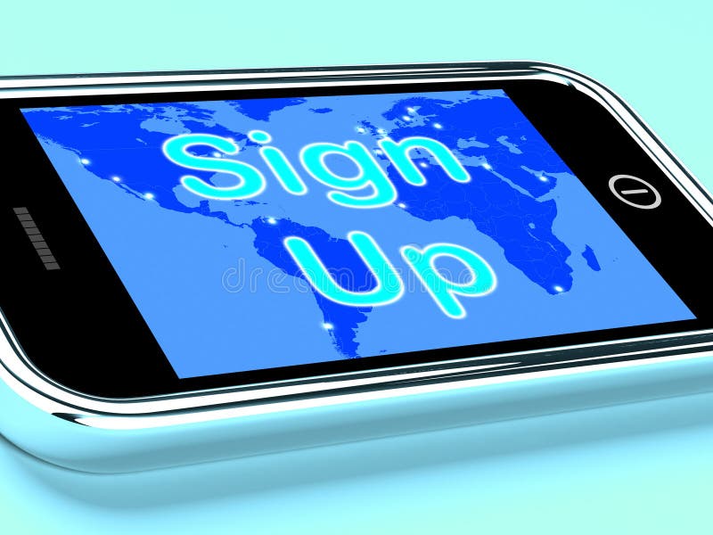 Sign Up Mobile Screen Showing Online Registration. Sign Up Mobile Screen Showing Online Registration