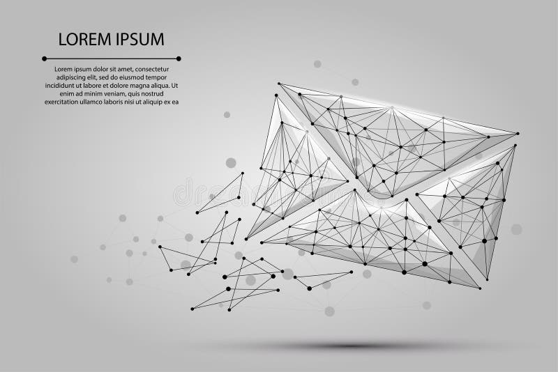 Meldung Polygonales wireframe greifen Umschlag ineinander Niedrige Polypost, Buchstabe, E-Mail oder andere Konzeptillustration lizenzfreie abbildung