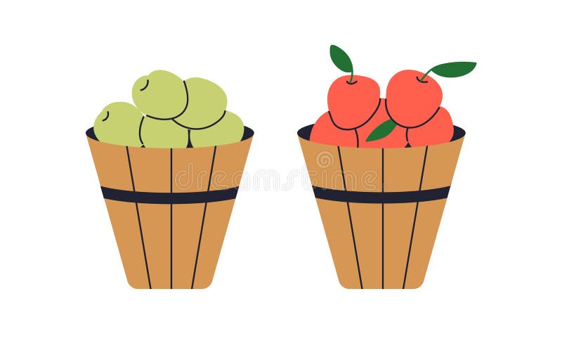 Mele rosse e verdi in cestelli di legno. royalty illustrazione gratis