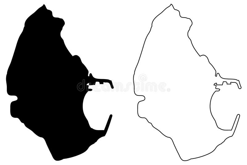 Outline Map of Melilla, Spanish Autonomous City on the North Coast of Africa. Vector Stock