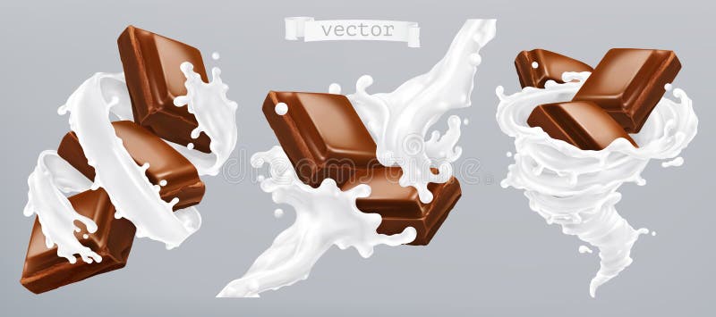 3D-vectoricoon van melk en chocolade vector illustratie