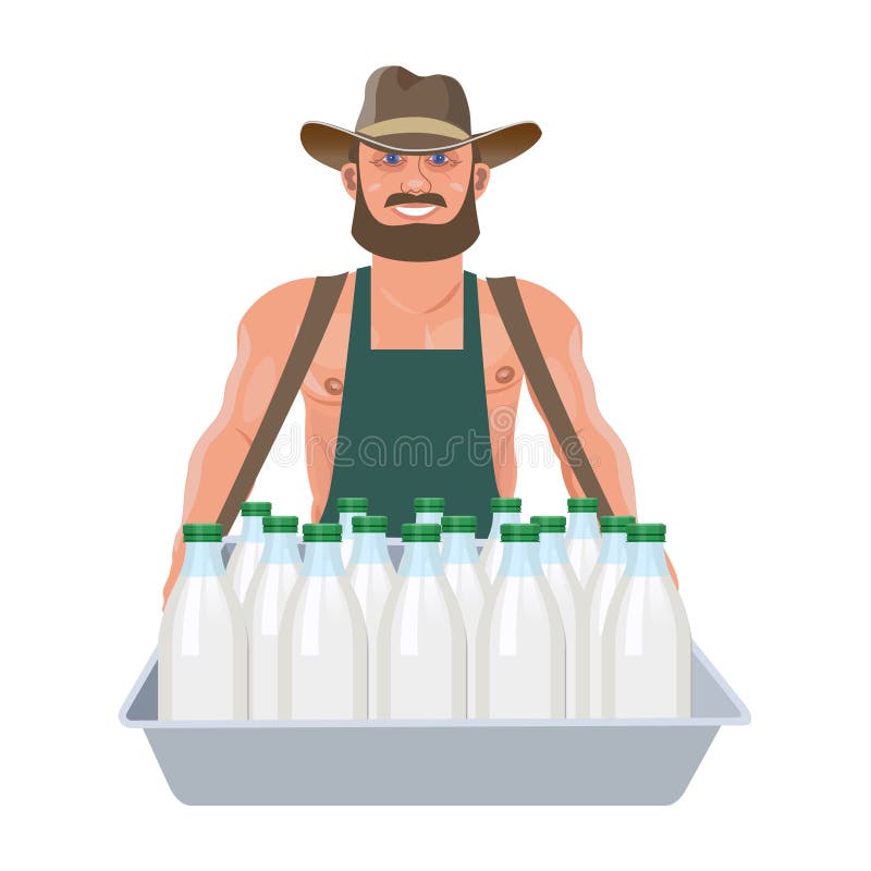 Melkboer met een dienblad vector illustratie Melkboer met een dienblad vector illustratie
