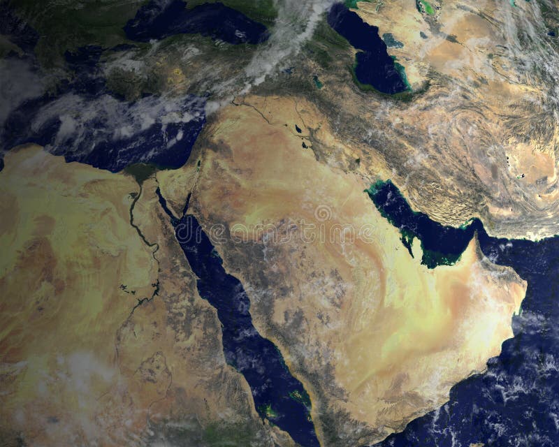 Mellanösten satellit- utrymmesikt royaltyfri bild Mellanösten satellit- utrymmesikt royaltyfri bild